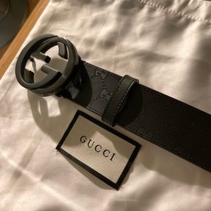 Authentic Black On Black Gucci Men’s Leather Belt